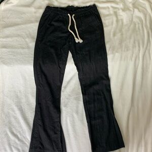 Roxy Black Linen Blend Oceanside Flared Pants Excellent Condition women’s Large